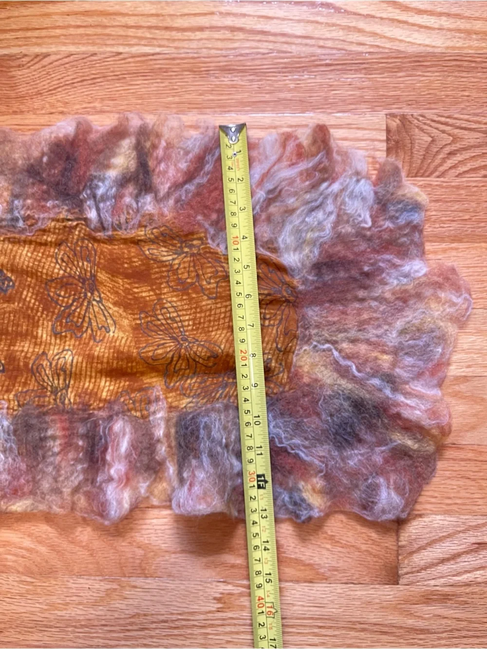 Handcrafted Nuno Felted Wool Scarf in Brown and Gold Tones